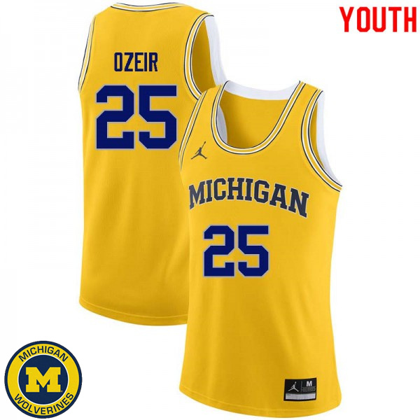 Youth Michigan Wolverines #25 Naji Ozeir Yellow High School Basketball Jersey